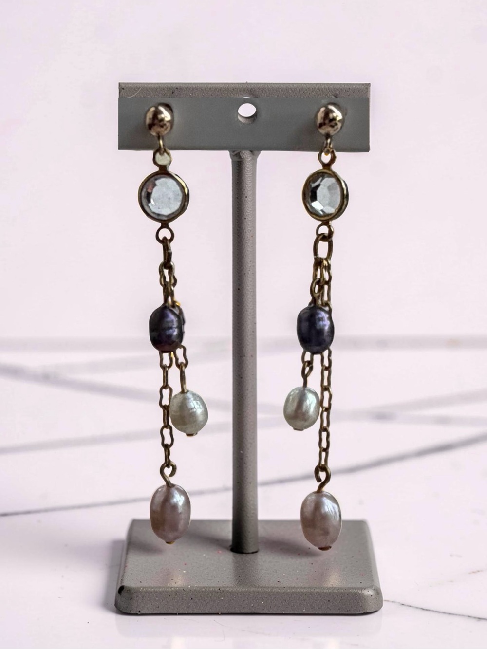 NWT Gold-Filled Freshwater Pearl & Swarovski Dangle Earrings | Luxe Holiday Gift